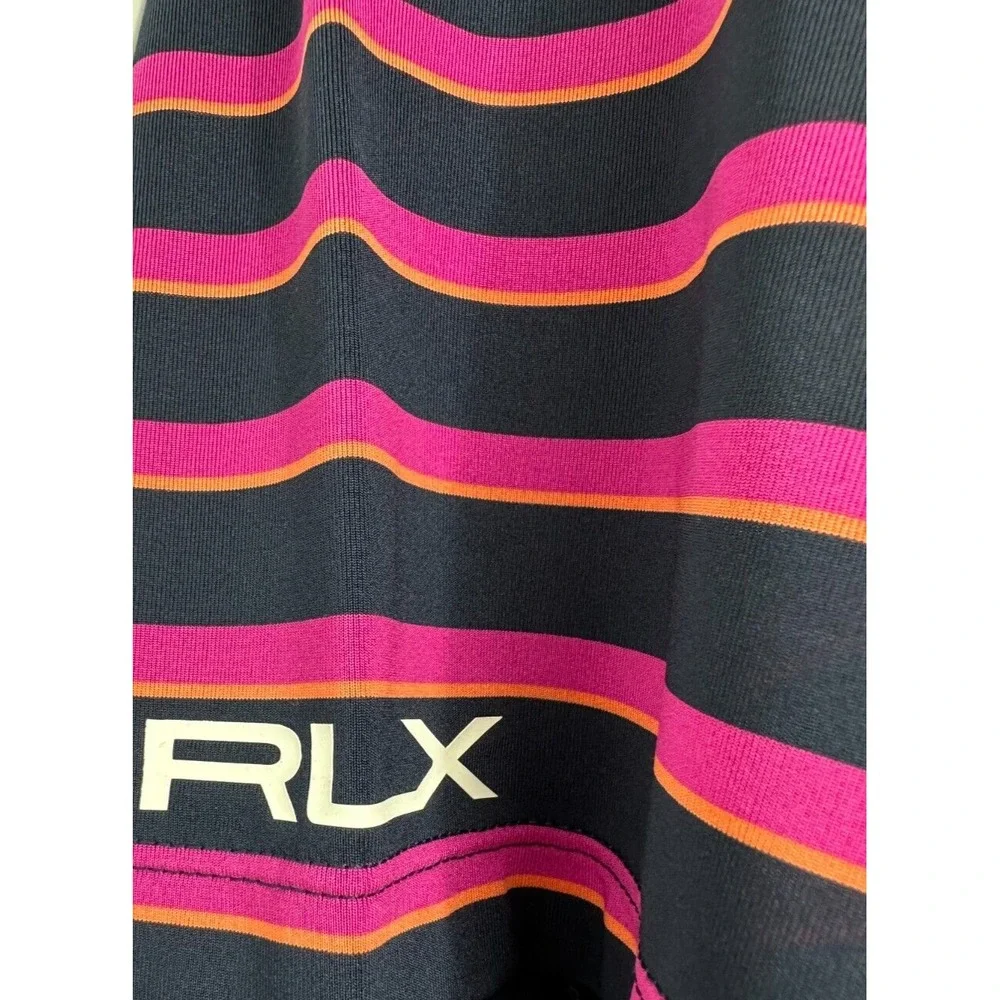 Ralph Lauren RLX Men's Pullover Collared Polo Shirt Medium Purple Striped Knit